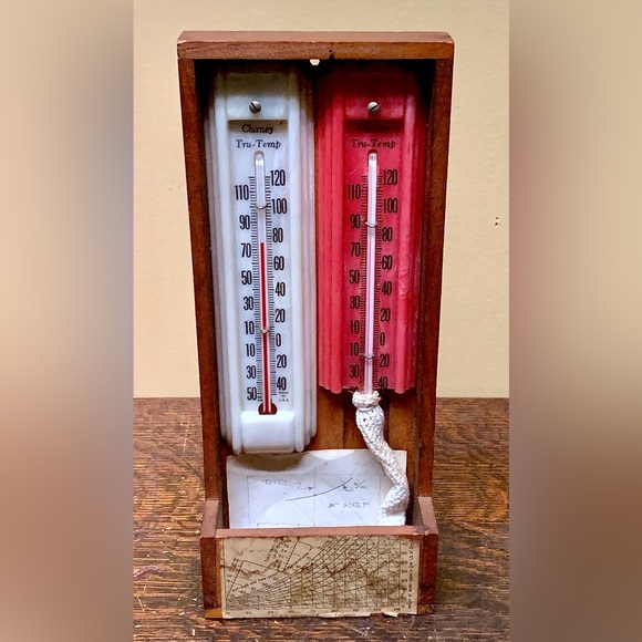Mid Century Vintage Wood Mounted Thermometer Set - Picture 14 of 16